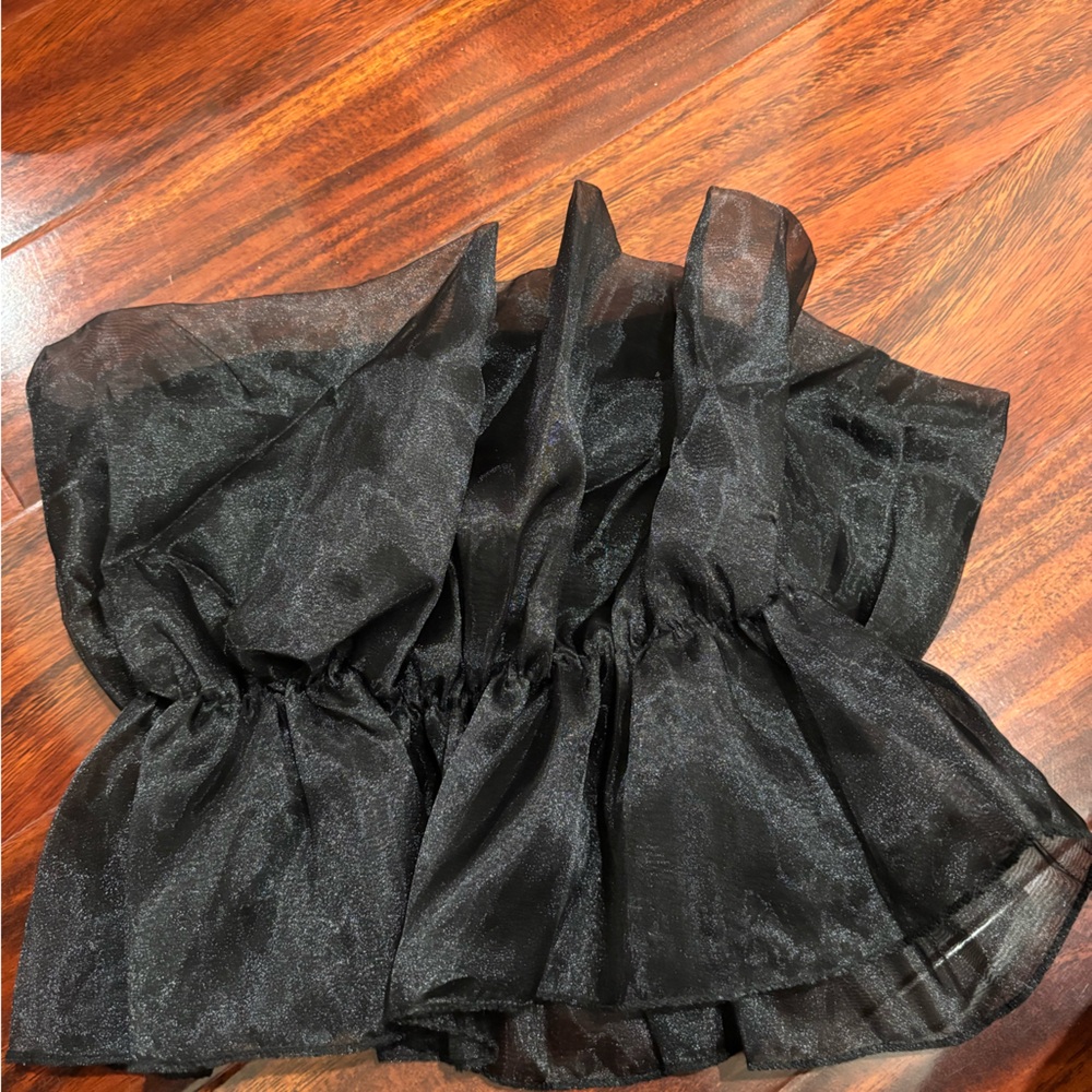 love J Black Sheer Ruffle Waist top